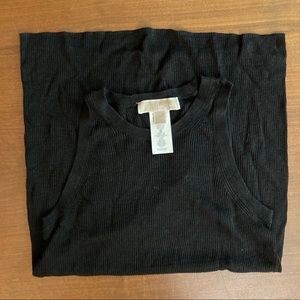 NWOT Michael Kors Sleeveless Ribbed Linen Halter Top | Black | Medium